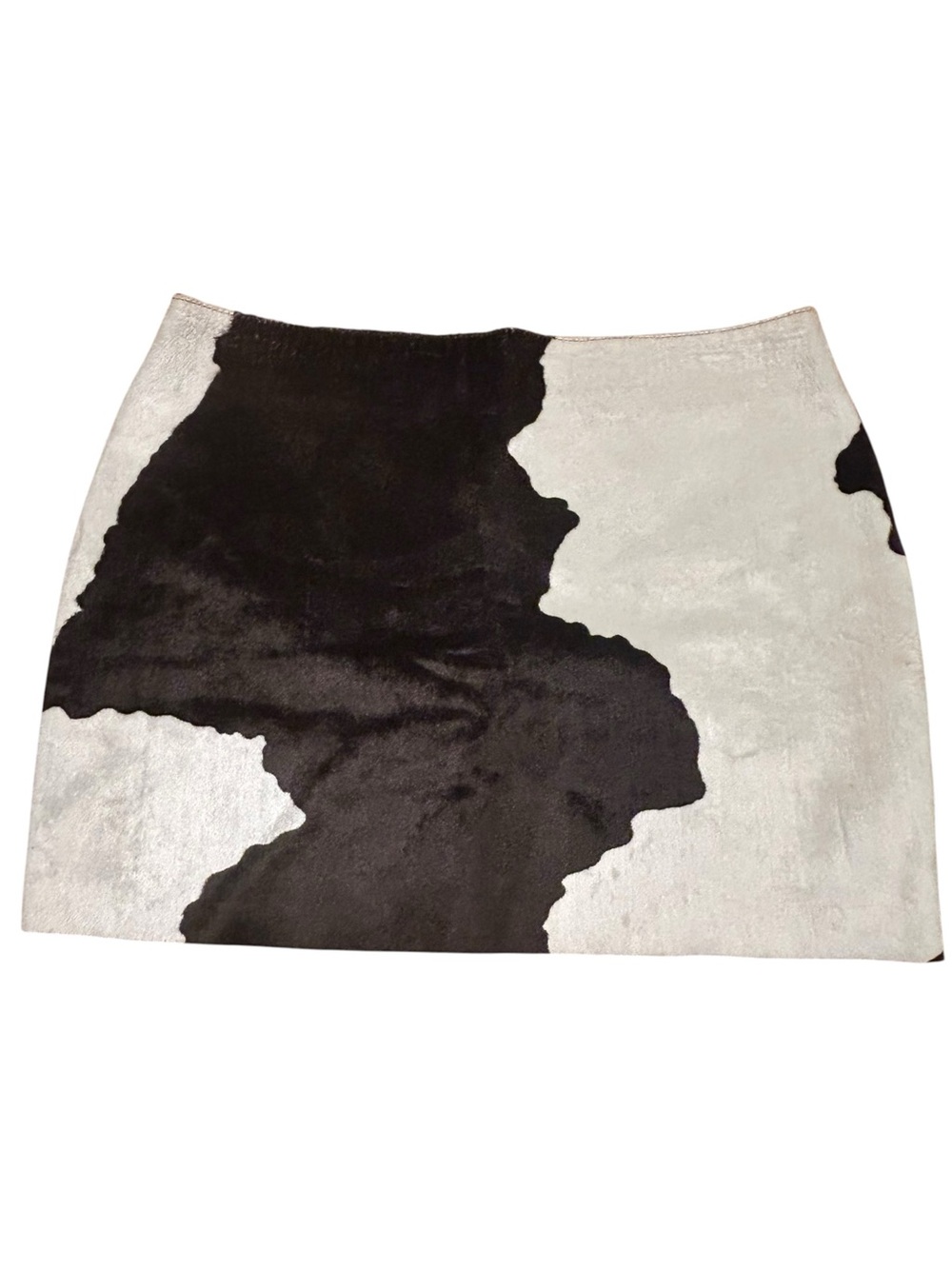 REM Garson Brown & Cream Cowhide Lined Mini Skirt Size L
